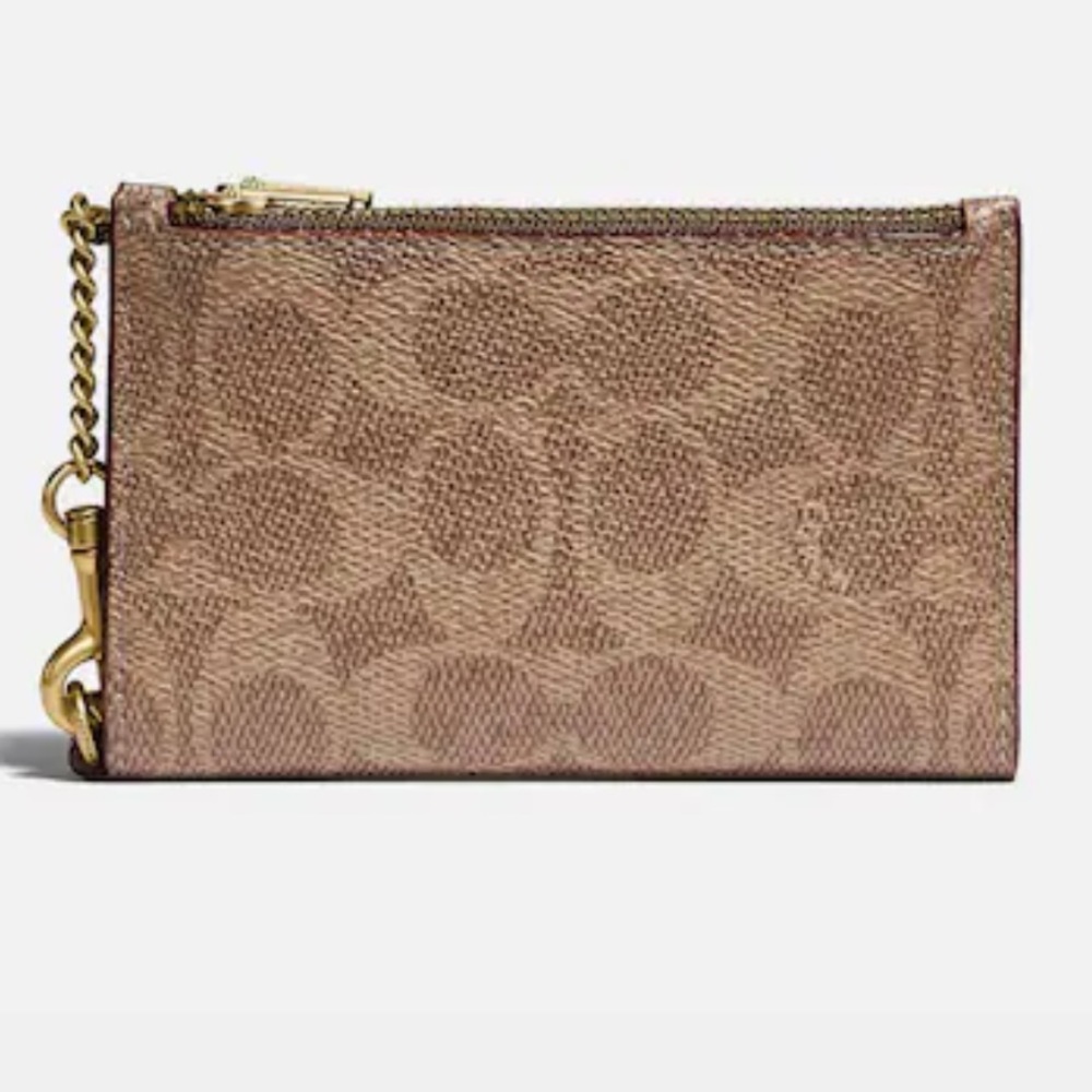 COACH Zip Chain Card Case In Signature Canvas